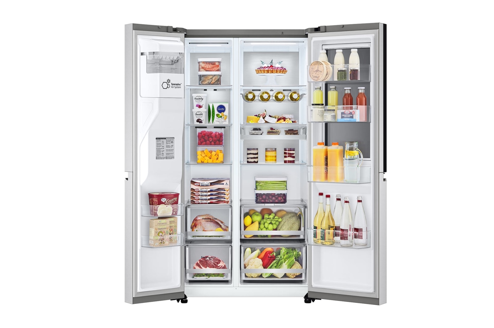 LG 635L InstaView Door in Door™ Side by Side (Brushed Steel), Energiklasse E, Vand-/isdispenser med vandtilkobling, Smart Diagnosis™ med Wi-Fi, GSXV90BSAE