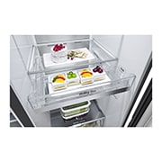 LG 635L InstaView Door in Door™ Side by Side (Matte Black Steel), Energiklasse E, Vand-/isdispenser med vandtilkobling, Smart Diagnosis™ med Wi-Fi, GSXV90MCAE