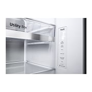 LG 635L InstaView Door in Door™ Side by Side (Matte Black Steel), Energiklasse E, Vand-/isdispenser med vandtilkobling, Smart Diagnosis™ med Wi-Fi, GSXV90MCAE