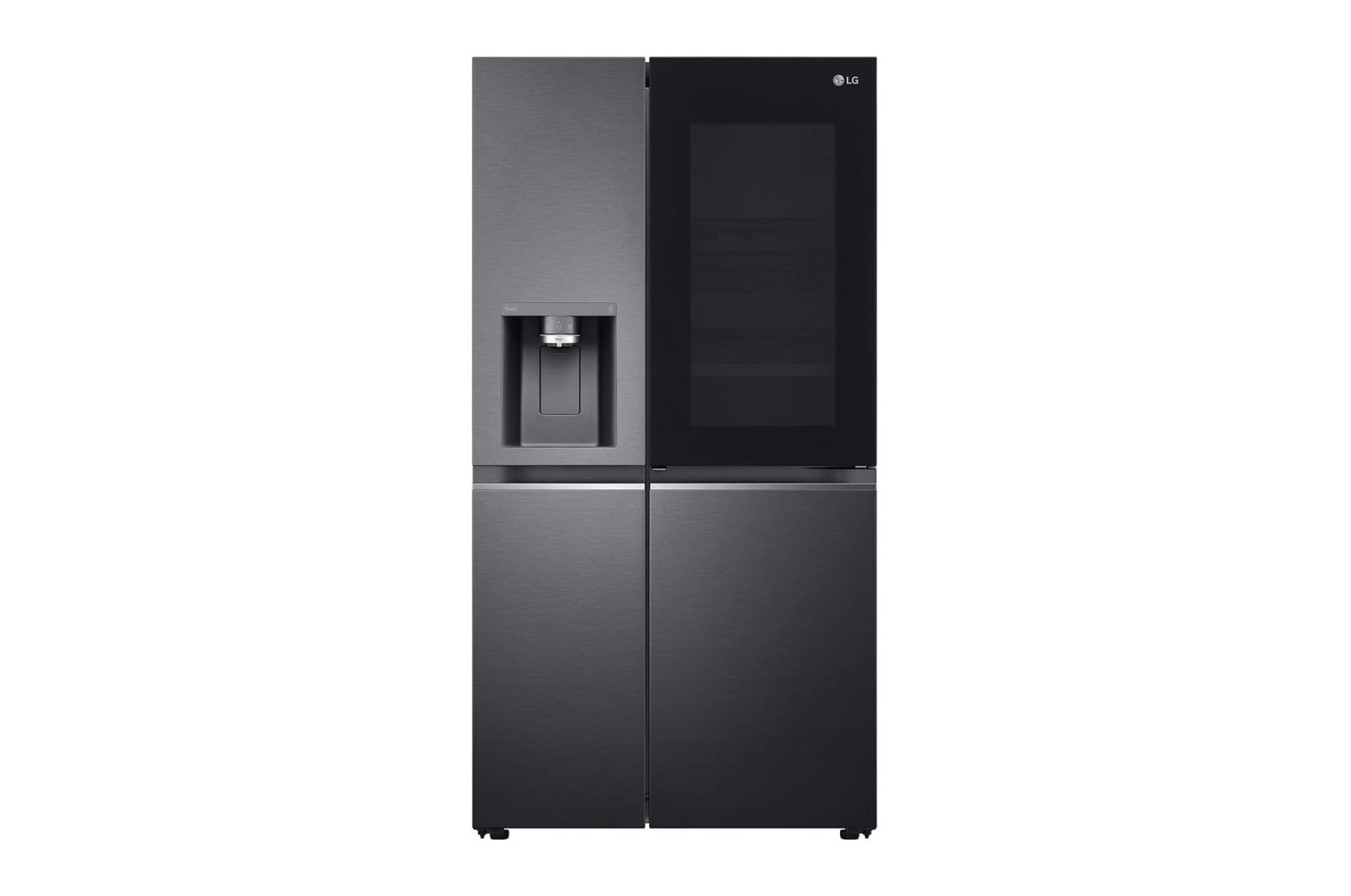 LG 635L InstaView Door in Door™ Side by Side (Matte Black Steel), Energiklasse E, Vand-/isdispenser med vandtilkobling, Smart Diagnosis™ med Wi-Fi, GSXV90MCAE