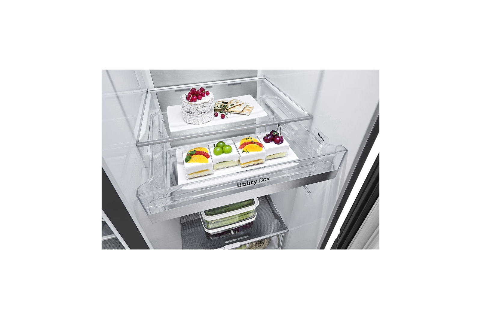 LG 635L InstaView Door in Door™ Side by Side (Matte Black Steel), Craft Ice, Energiklasse E, Smart Diagnosis™ med Wi-Fi, GSXV90MCDE