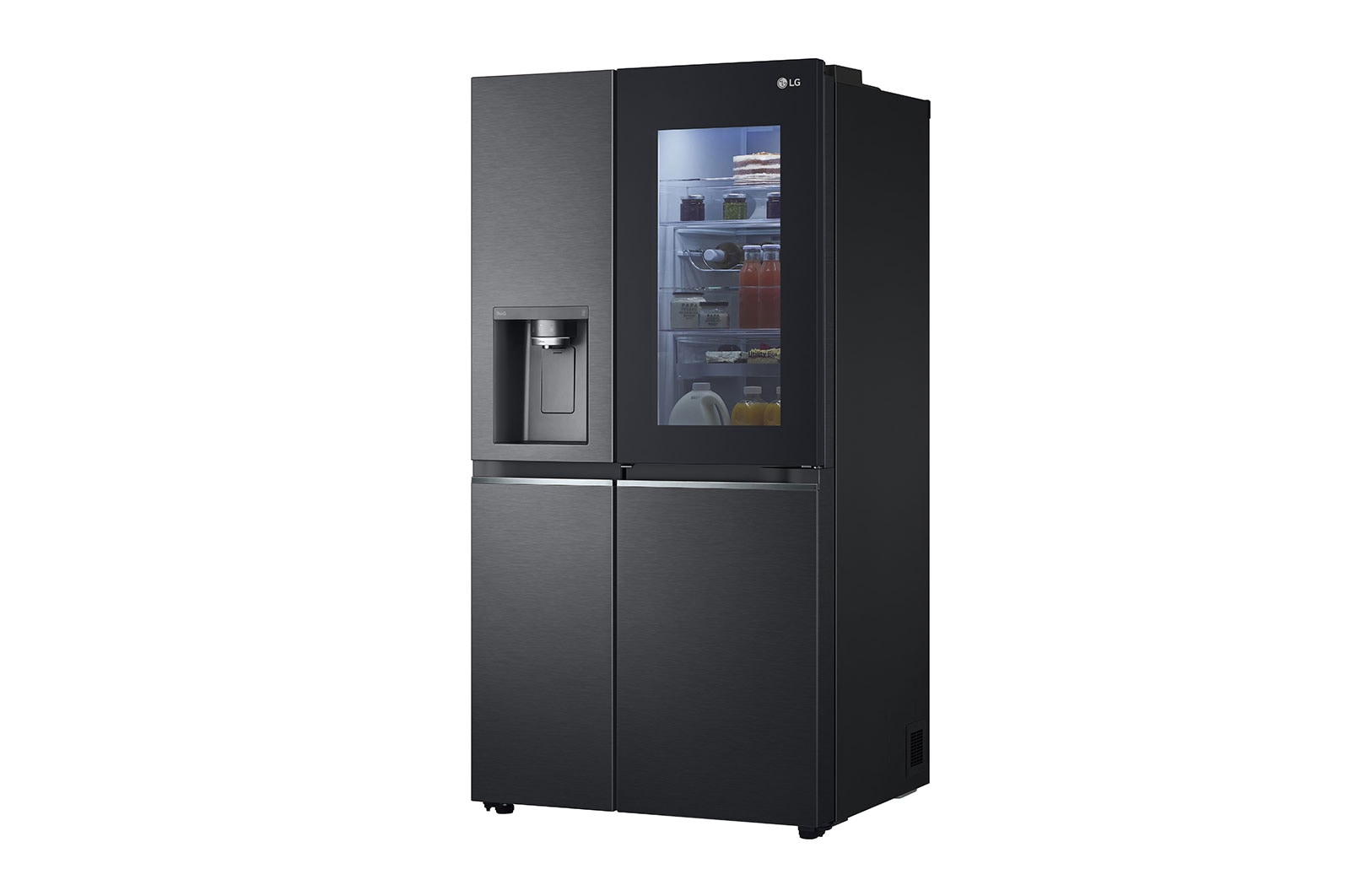 LG 635L InstaView Door in Door™ Side by Side (Matte Black Steel), Craft Ice, Energiklasse E, Smart Diagnosis™ med Wi-Fi, GSXV90MCDE