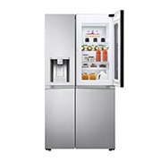 LG 635L InstaView Door in Door™ Side by Side (Brushed Steel), Energiklasse F, Vand-/isdispenser uden vandtilkobling, Smart Diagnosis™ med Wi-Fi, GSXV91BSAF