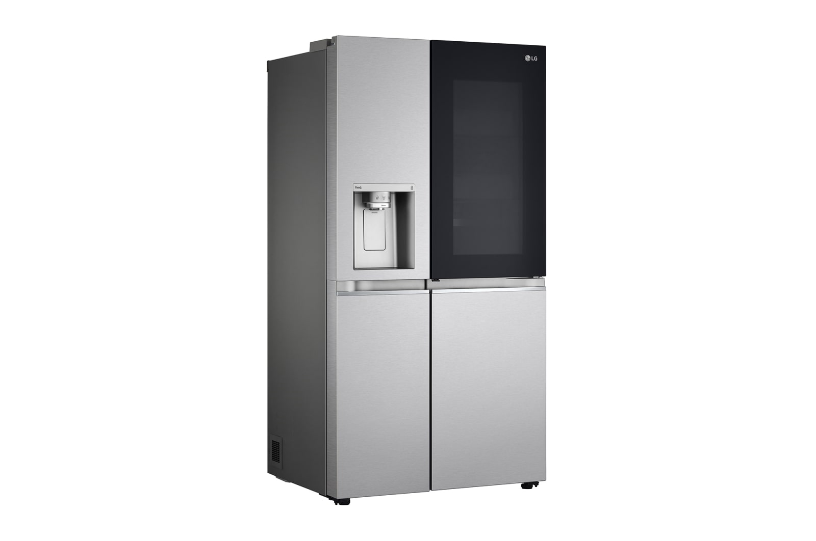 LG 635L InstaView Door in Door™ Side by Side (Brushed Steel), Energiklasse F, Vand-/isdispenser uden vandtilkobling, Smart Diagnosis™ med Wi-Fi, GSXV91BSAF