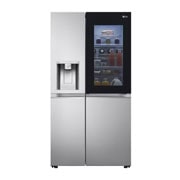 LG 635L InstaView Door in Door™ Side by Side (Brushed Steel), Energiklasse F, Vand-/isdispenser uden vandtilkobling, Smart Diagnosis™ med Wi-Fi, GSXV91BSAF