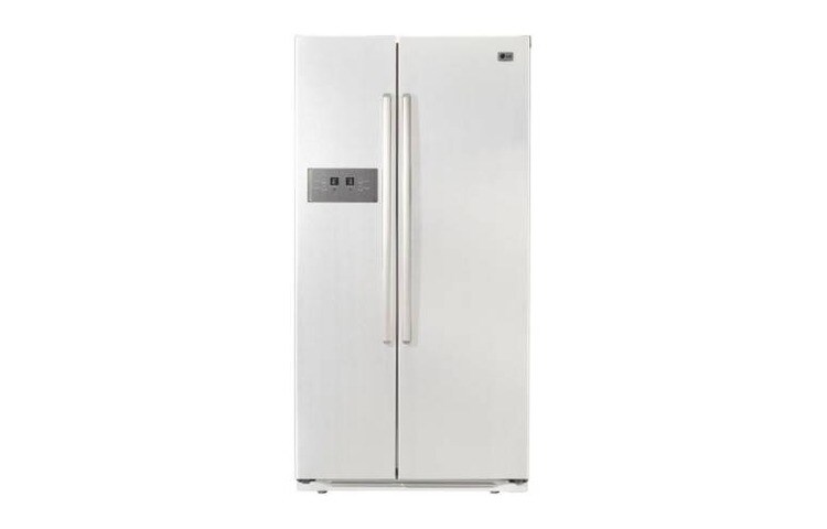 Visning forfra af Afrimningsfrit side-by-side-skab i med vand- og isdispenser (508 L) GW-L207FVQK
