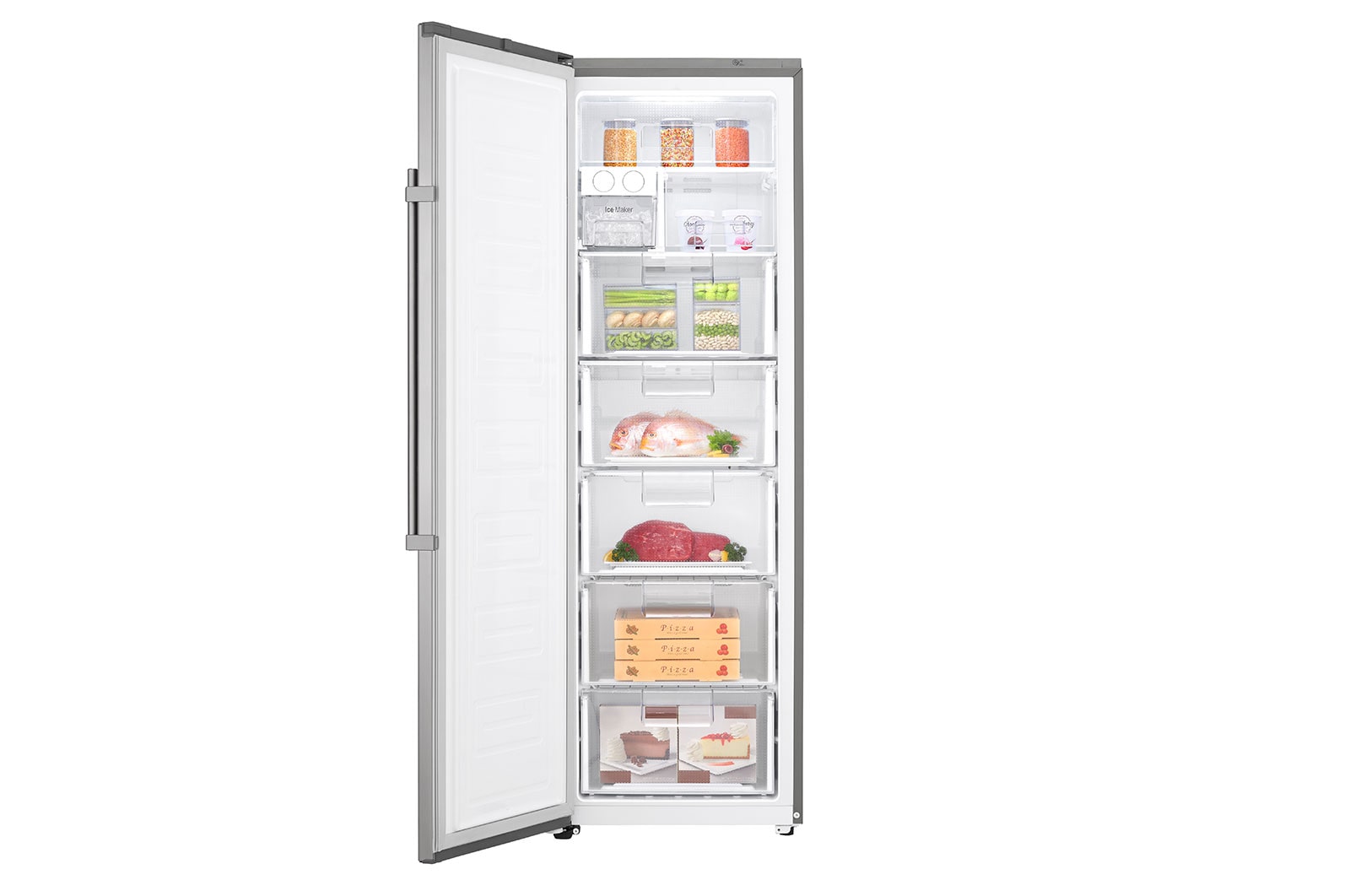 LG 323L Fritstående fryser (Shiny Steel) - Energiklasse F, Total No Frost og Smart Diagnosis™ med Wi-Fi, KF5237PZJZ
