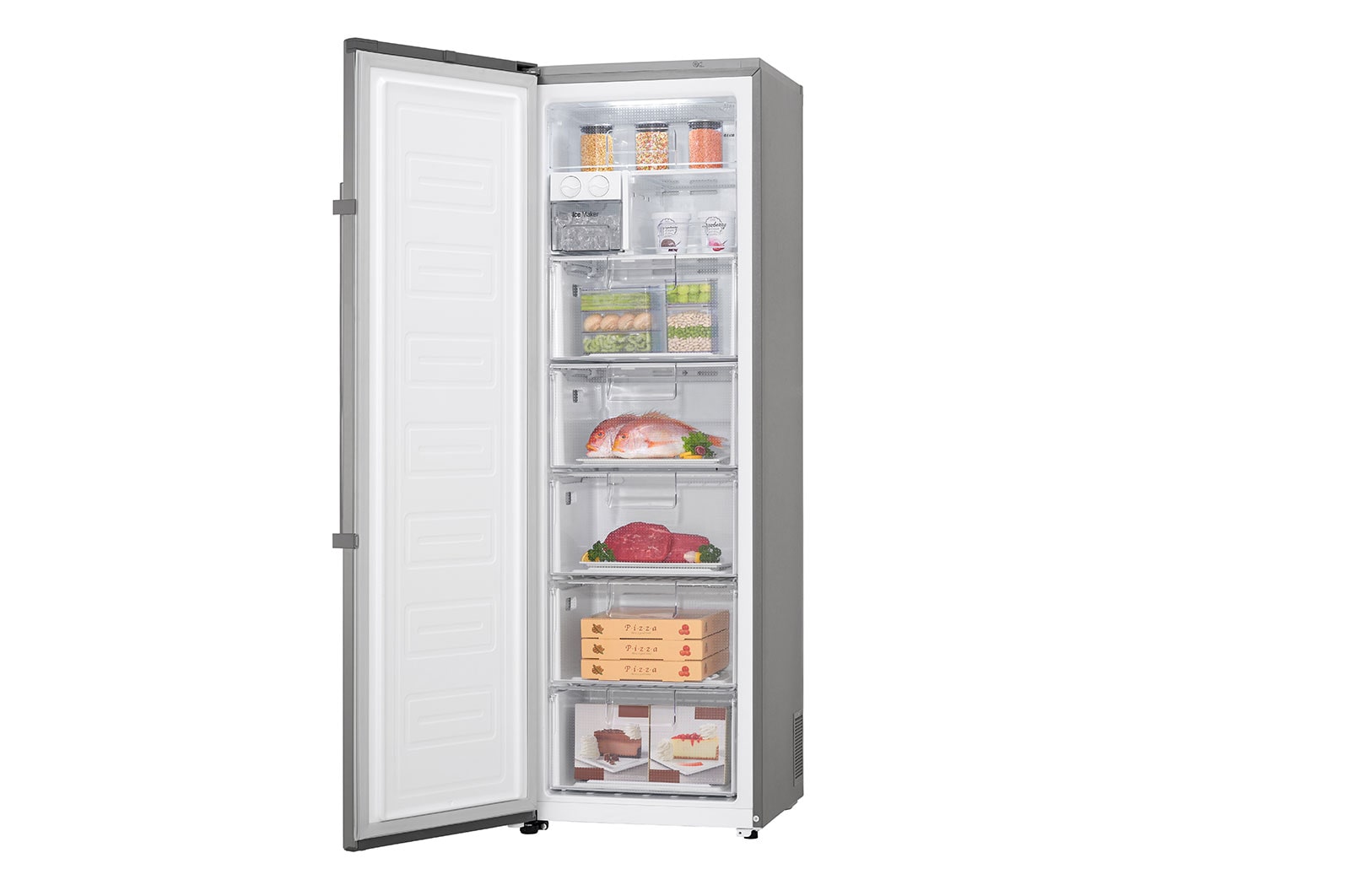 LG 323L Fritstående fryser (Shiny Steel) - Energiklasse F, Total No Frost og Smart Diagnosis™ med Wi-Fi, KF5237PZJZ