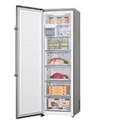 LG 323L Fritstående fryser (Shiny Steel) - Energiklasse F, Total No Frost og Smart Diagnosis™ med Wi-Fi, KF5237PZJZ