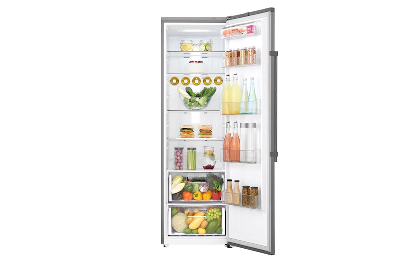 LG 375L Fritstående køleskab (Shiny Steel) - Energiklasse F, Moist Balance Crisper™  og Smart Diagnosis™ med Wi-Fi, KL5241PZJZ