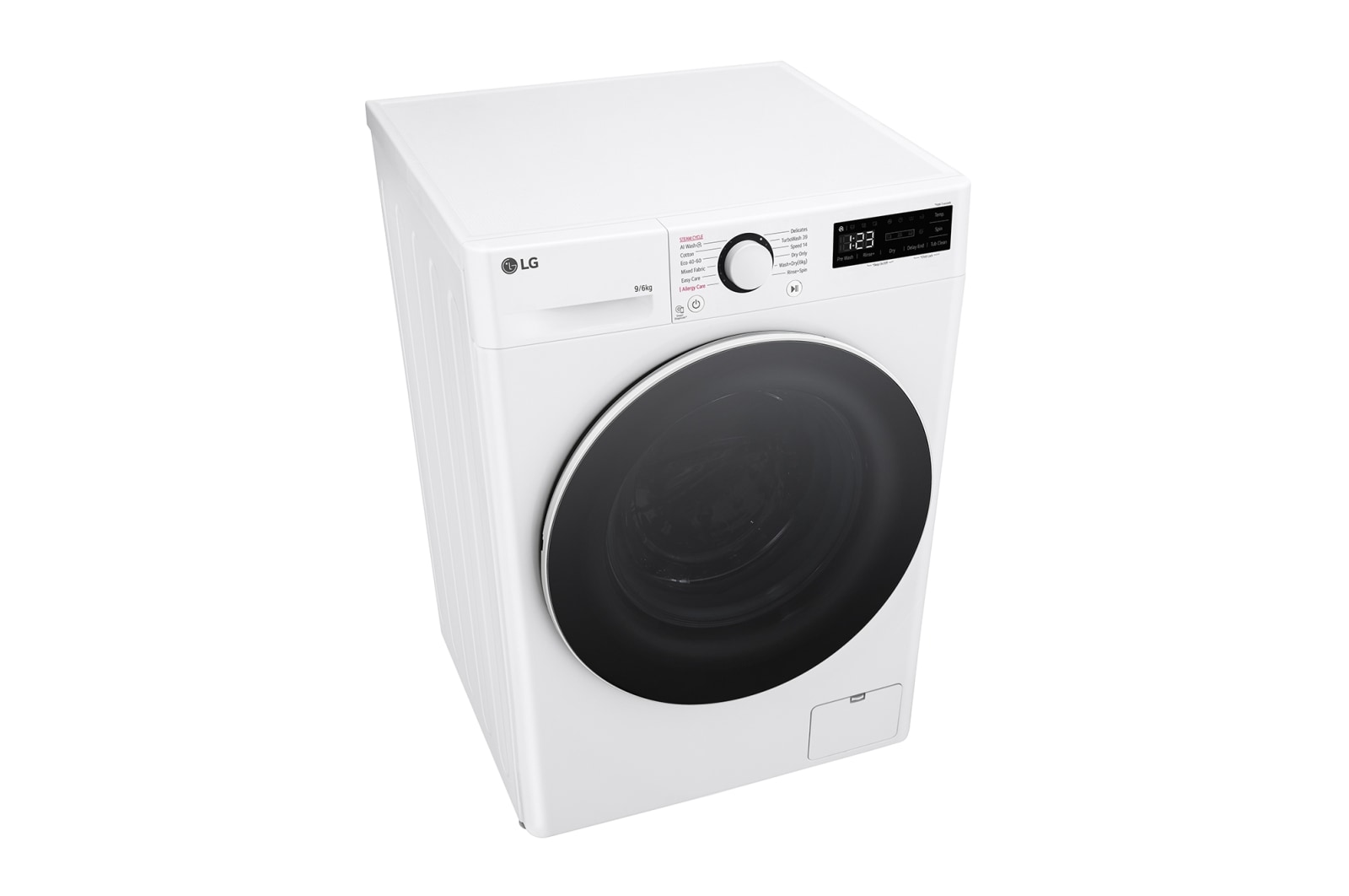 LG 9kg / 6 kg Kombineret vaskemaskine/tørretumbler(Hvid) - Steam, Energiklasse A/D, TurboWash™360, AI DD™, Smart Diagnosis™, CV50T6S2E1