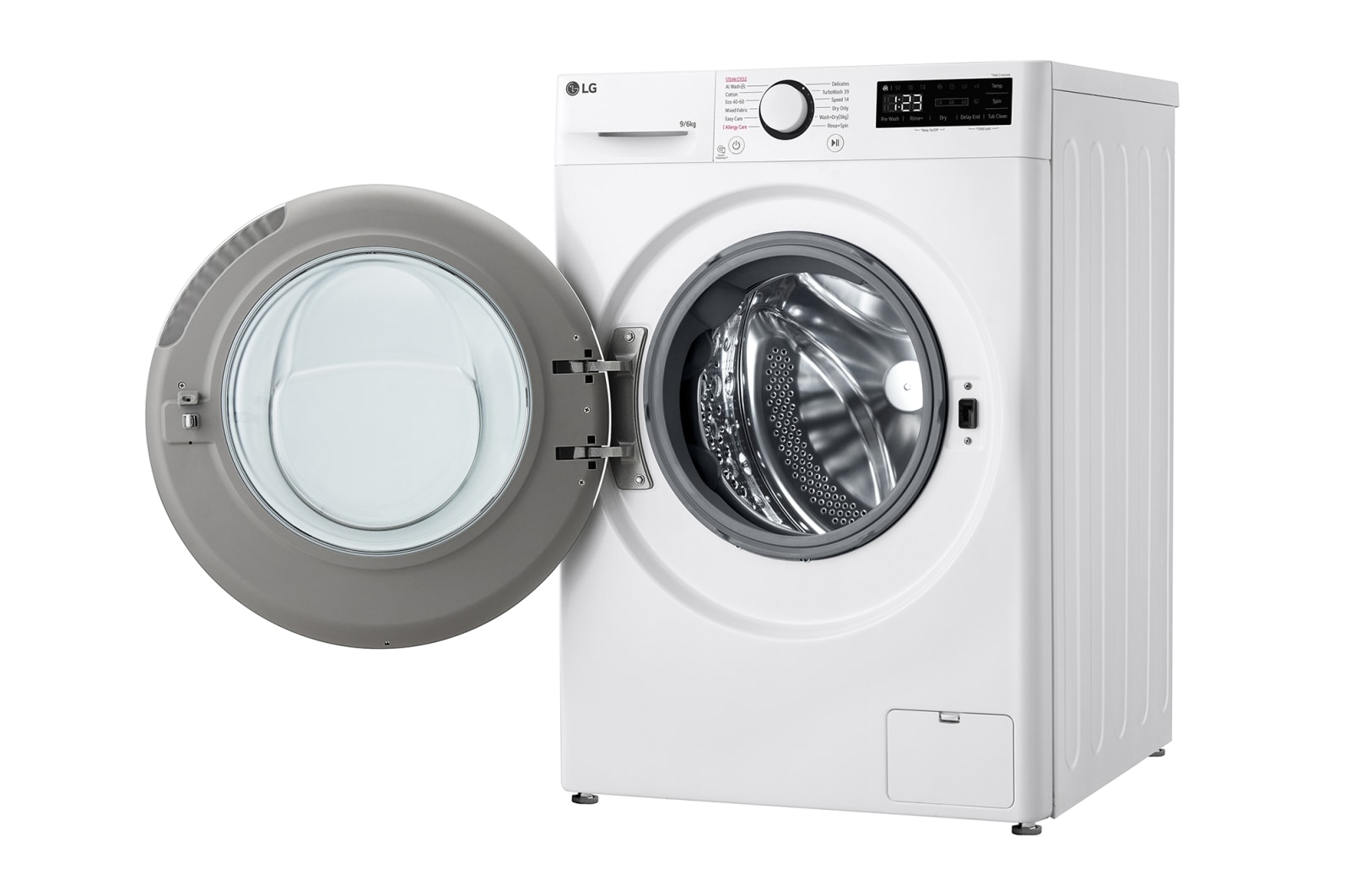 LG 9kg / 6 kg Kombineret vaskemaskine/tørretumbler(Hvid) - Steam, Energiklasse A/D, TurboWash™360, AI DD™, Smart Diagnosis™, CV50T6S2E1