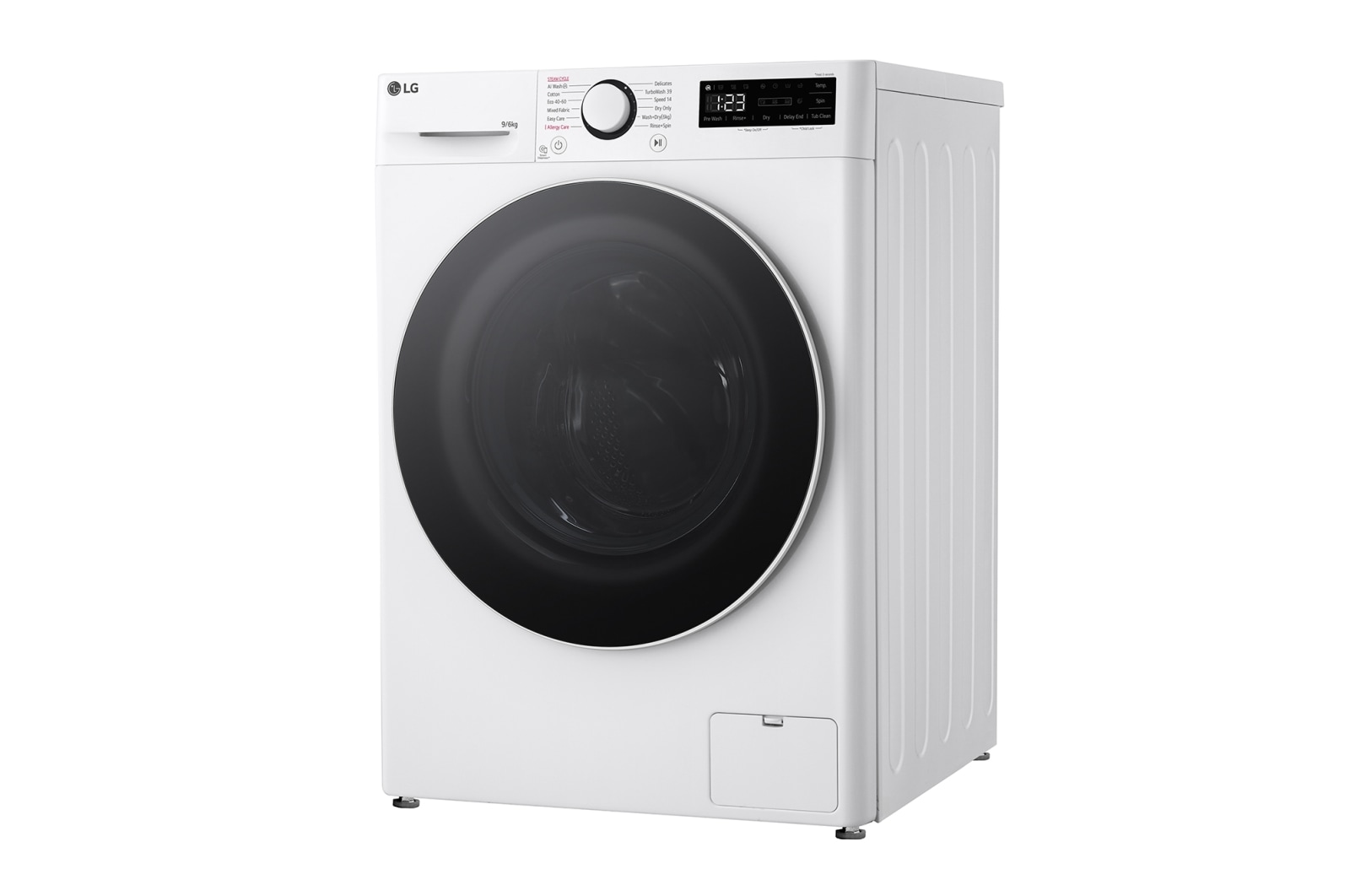 LG 9kg / 6 kg Kombineret vaskemaskine/tørretumbler(Hvid) - Steam, Energiklasse A/D, TurboWash™360, AI DD™, Smart Diagnosis™, CV50T6S2E1