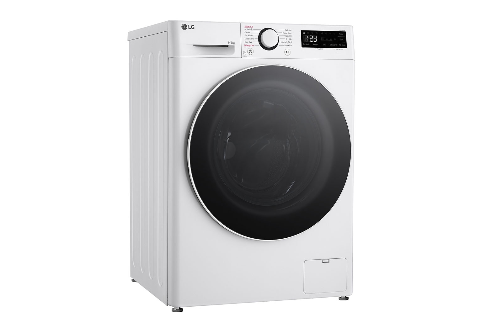 LG Slim 9 kg / 5 kg Kombineret vaskemaskine/tørretumbler(Hvid) - Steam, Energiklasse A/E, AI DD™, Smart Diagnosis™,  47,5cm dybde, CV92T5S4SQE