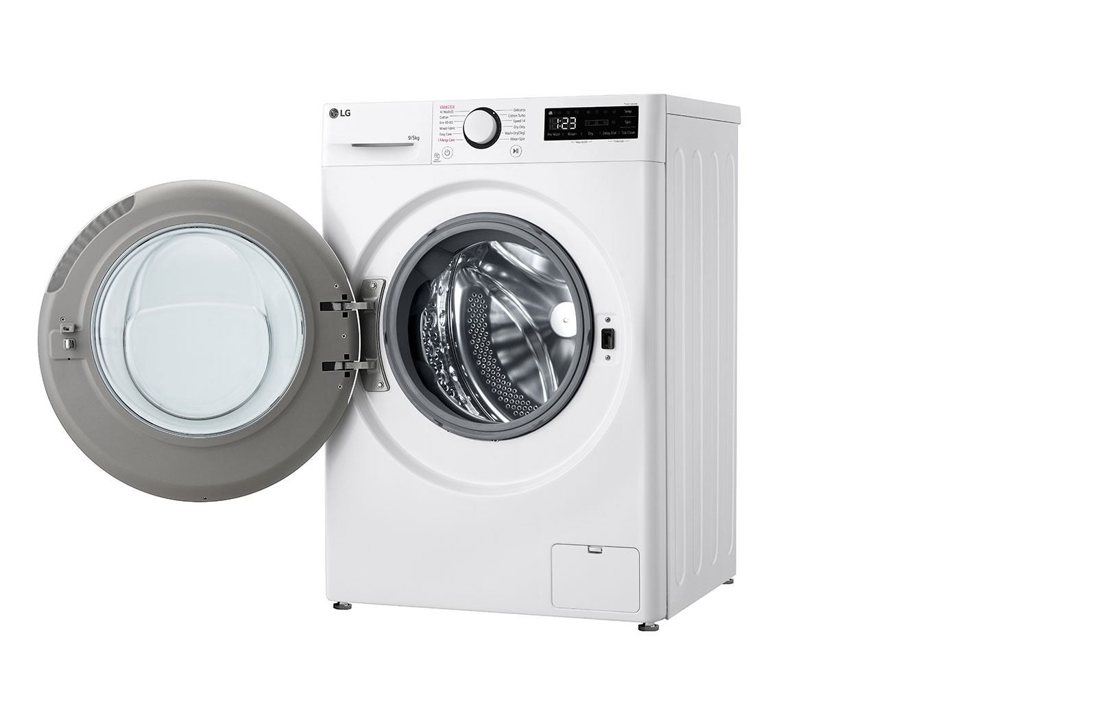 LG Slim 9 kg / 5 kg Kombineret vaskemaskine/tørretumbler(Hvid) - Steam, Energiklasse A/E, AI DD™, Smart Diagnosis™,  47,5cm dybde, CV92T5S4SQE