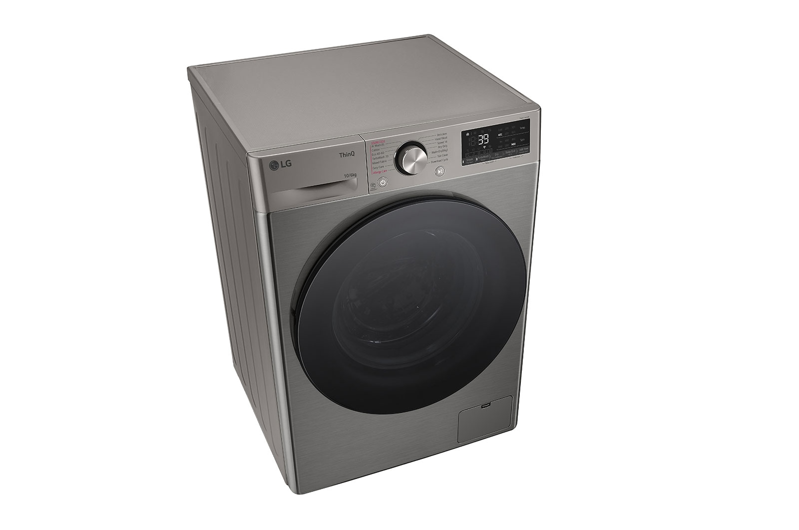 LG 10 kg / 6 kg Kombineret vaskemaskine/tørretumbler(Platinum Silver) - Steam, Energiklasse A/D, TurboWash™360, AI DD™, Smart Diagnosis™ med Wi-Fi, CV94V7S2QN