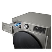 LG 10 kg / 6 kg Kombineret vaskemaskine/tørretumbler(Platinum Silver) - Steam, Energiklasse A/D, TurboWash™360, AI DD™, Smart Diagnosis™ med Wi-Fi, CV94V7S2QN