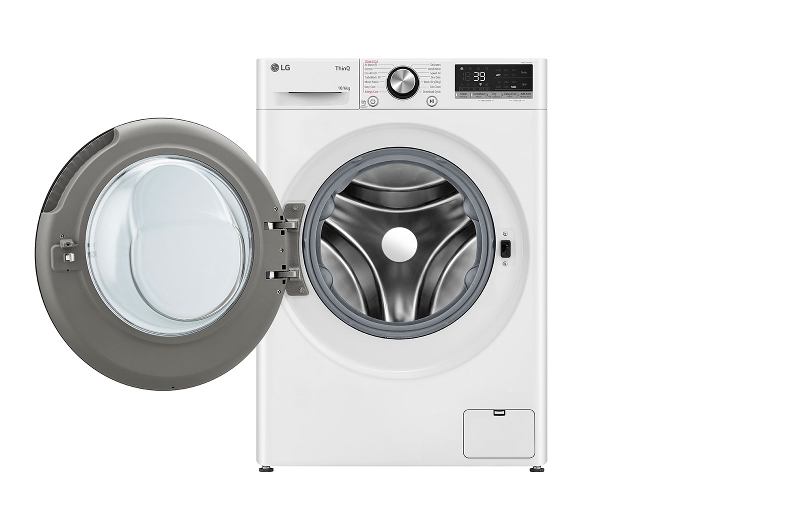 LG 10 kg / 6 kg Kombineret vaskemaskine/tørretumbler(Hvid) - Steam, Energiklasse A/D, TurboWash™360, AI DD™, Smart Diagnosis™ med Wi-Fi, CV94V7S2WN