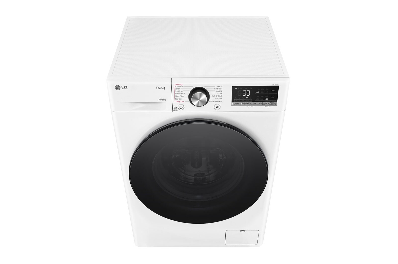 LG 10 kg / 6 kg Kombineret vaskemaskine/tørretumbler(Hvid) - Steam, Energiklasse A/D, TurboWash™360, AI DD™, Smart Diagnosis™ med Wi-Fi, CV94V7S2WN
