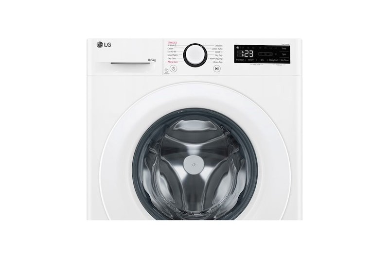 LG Slim 8 kg / 5 kg Kombineret vaskemaskine/tørretumbler(Hvid) - Steam, Energiklasse E, AI DD™, Smart Diagnosis™, 47,5 cm dyb, F2DV707S2W1