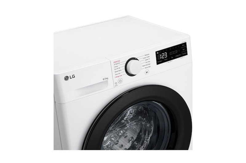 LG Slim 8 kg / 5 kg Kombineret vaskemaskine/tørretumbler(Hvid) - Steam, Energiklasse A/E, AI DD™, Smart Diagnosis™, F2Y5PRP6W