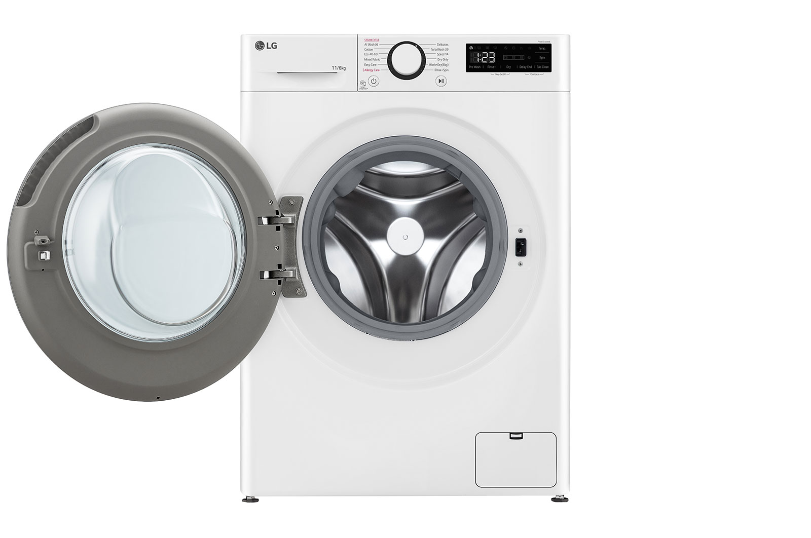 LG 11 kg / 6 kg Kombineret vaskemaskine/tørretumbler(Hvid) - Steam, Energiklasse A/D, TurboWash™360, AI DD™, Smart Diagnosis™, F4Y5ERP1WY