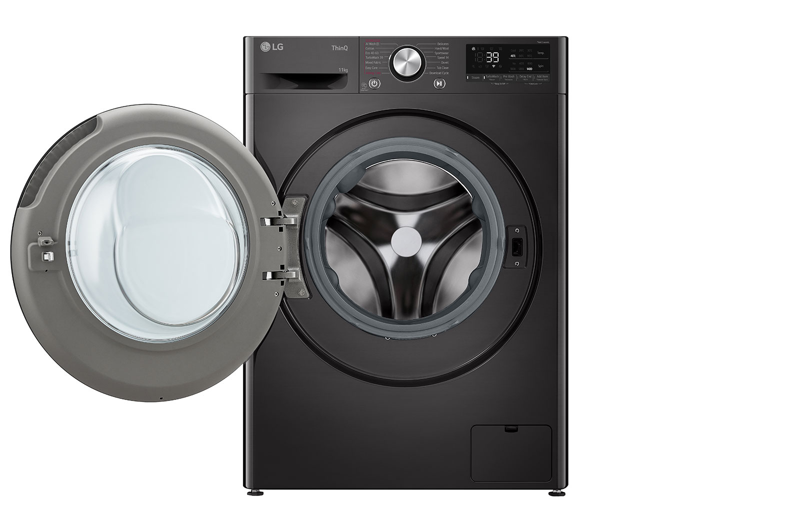 LG 11 kg Vaskemaskin(Sort) - Steam, Energiklasse A, TurboWash360™, AI DD™, Smart Diagnosis™ med Wi-Fi, FV94ENS2QN