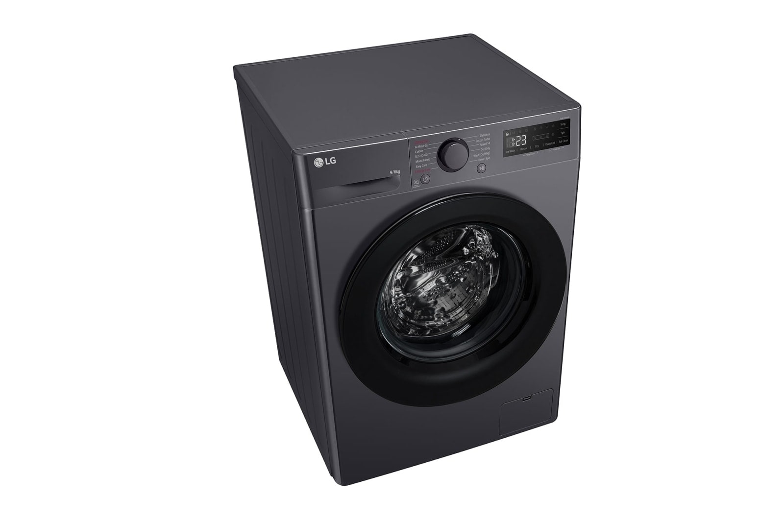 LG 9 kg / 6 kg Kombineret vaskemaskine/tørretumbler(Sort) - Steam, Energiklasse A/D, AI DD™, Smart Diagnosis™, P4Y5VRP6J