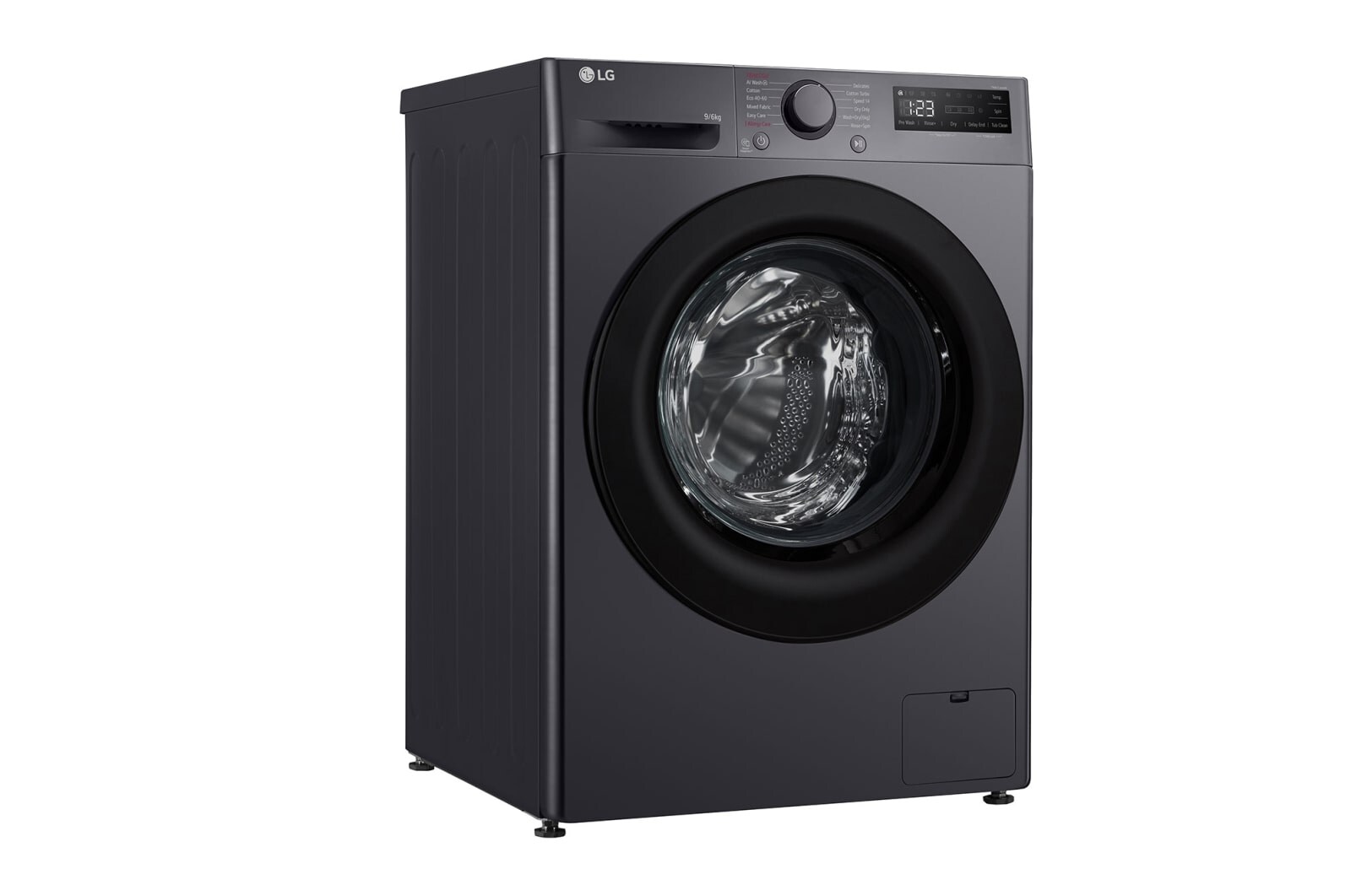 LG 9 kg / 6 kg Kombineret vaskemaskine/tørretumbler(Sort) - Steam, Energiklasse A/D, AI DD™, Smart Diagnosis™, P4Y5VRP6J
