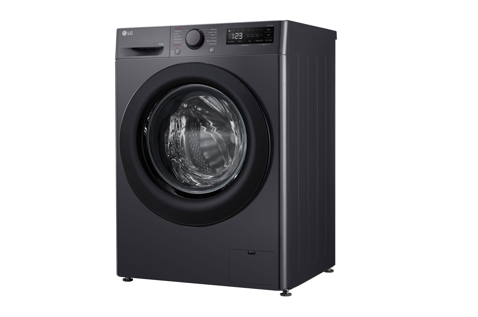 LG 9 kg / 6 kg Kombineret vaskemaskine/tørretumbler(Sort) - Steam, Energiklasse A/D, AI DD™, Smart Diagnosis™, P4Y5VRP6J