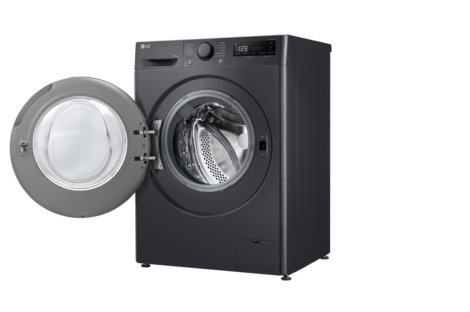 LG 9 kg / 6 kg Kombineret vaskemaskine/tørretumbler(Sort) - Steam, Energiklasse A/D, AI DD™, Smart Diagnosis™, P4Y5VRP6J