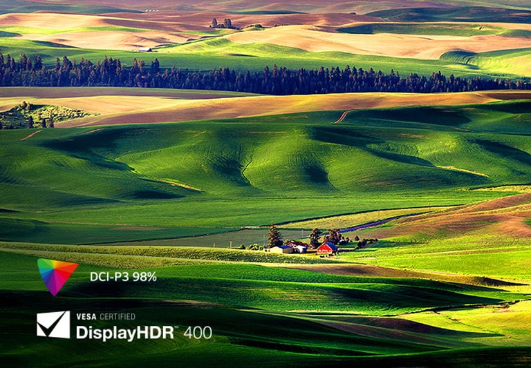 VESA DisplayHDR™ 400 lader dig nyde klare og realistiske farver op til 98 % DCI-P3.