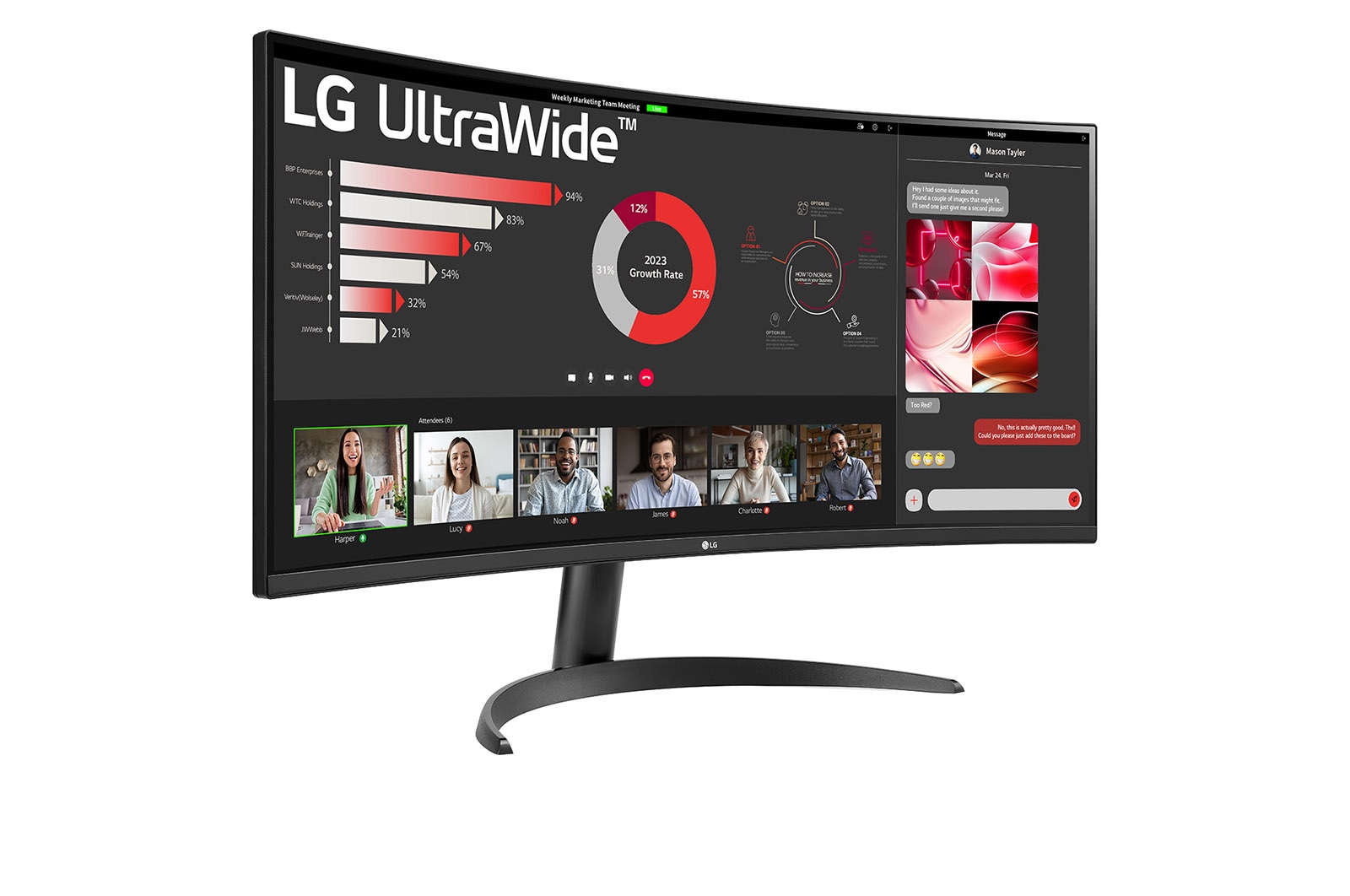 LG 34" UltraWide QHD Curved-skærm, 34WR50QK-B