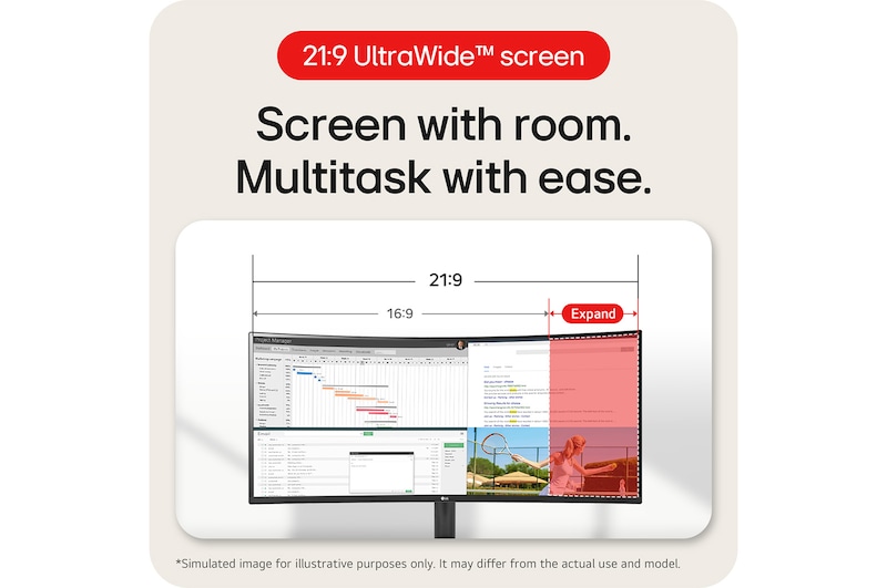 LG 34" UltraWide QHD Curved-skærm, 34WR50QK-B