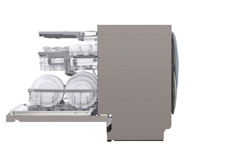 LG QuadWash™ Oppvaskemaskine (Platinum Silver), Energiklasse D, Auto Open Dry-funktion og Smart Diagnosis™ med Wi-Fi, DU325FP