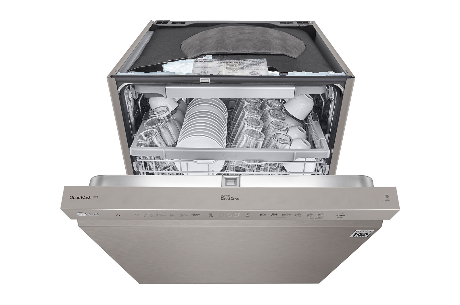 LG QuadWash™ Oppvaskemaskine (Platinum Silver), Energiklasse C, Auto Open Dry-funktion og Smart Diagnosis™ med Wi-Fi, DU355FP