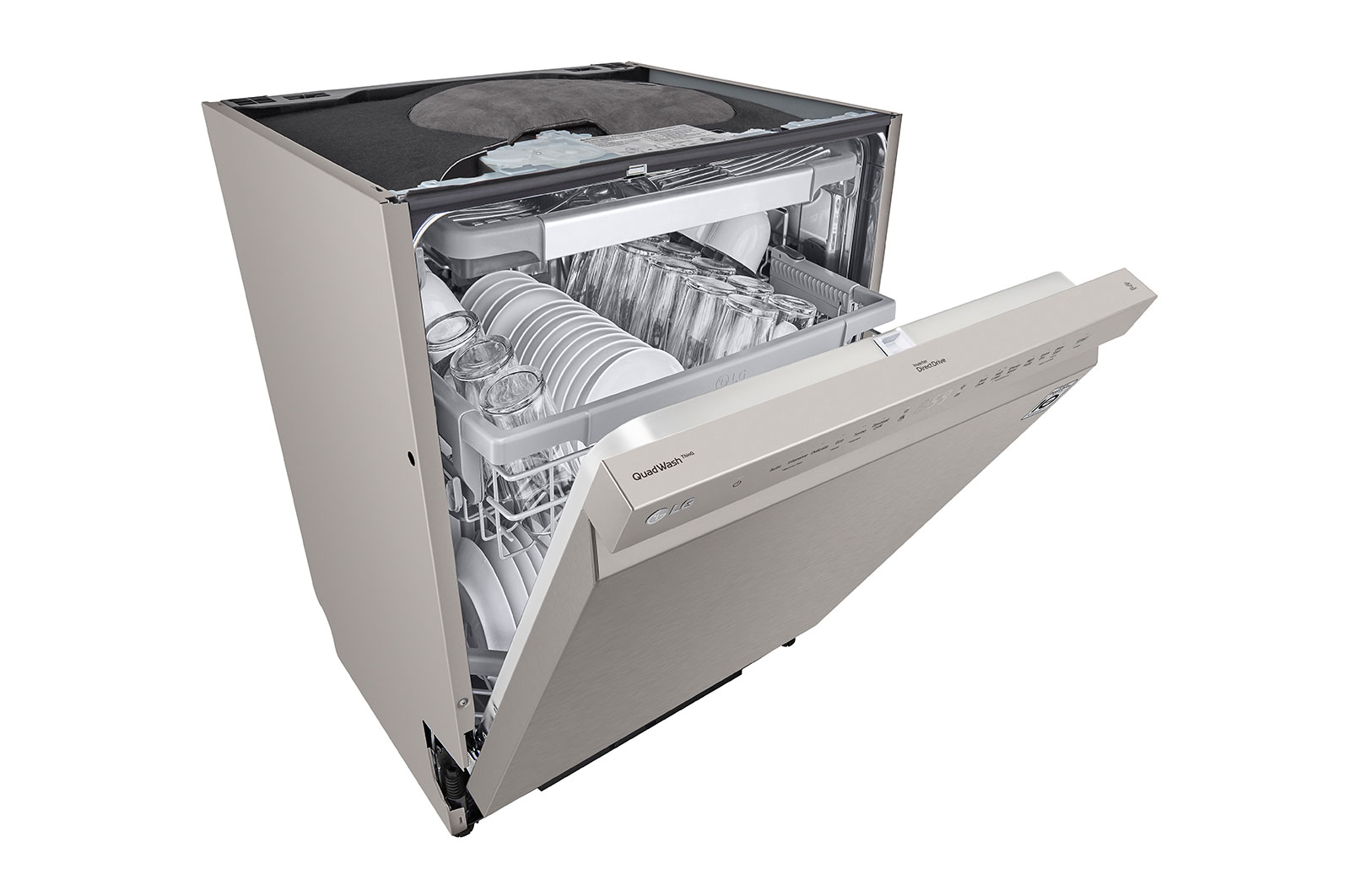 LG QuadWash™ Oppvaskemaskine (Platinum Silver), Energiklasse C, Auto Open Dry-funktion og Smart Diagnosis™ med Wi-Fi, DU355FP