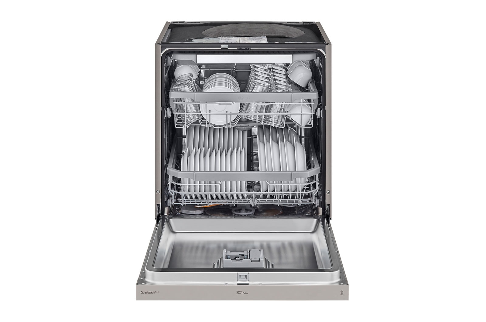 LG QuadWash™ Oppvaskemaskine (Platinum Silver), Energiklasse C, Auto Open Dry-funktion og Smart Diagnosis™ med Wi-Fi, DU355FP