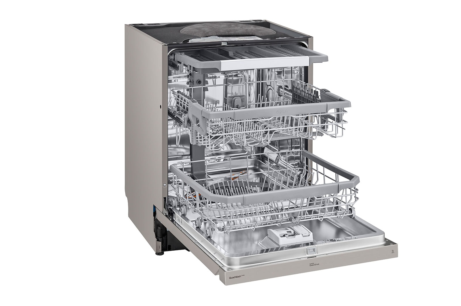LG QuadWash™ Oppvaskemaskine (Platinum Silver), Energiklasse C, Auto Open Dry-funktion og Smart Diagnosis™ med Wi-Fi, DU355FP