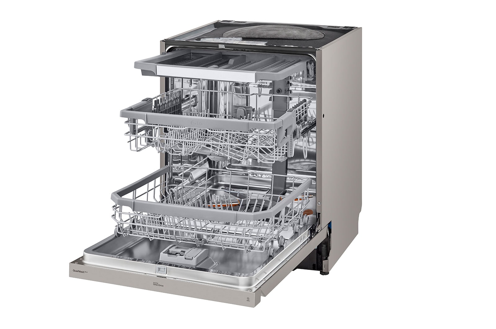 LG QuadWash™ Oppvaskemaskine (Platinum Silver), Energiklasse C, Auto Open Dry-funktion og Smart Diagnosis™ med Wi-Fi, DU355FP