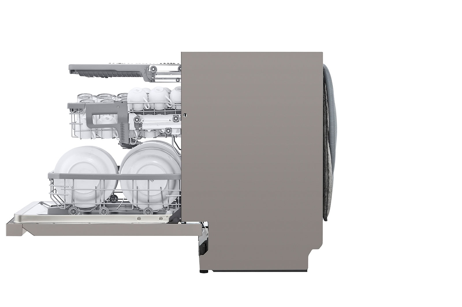 LG QuadWash™ Oppvaskemaskine (Platinum Silver), Energiklasse C, Auto Open Dry-funktion og Smart Diagnosis™ med Wi-Fi, DU355FP