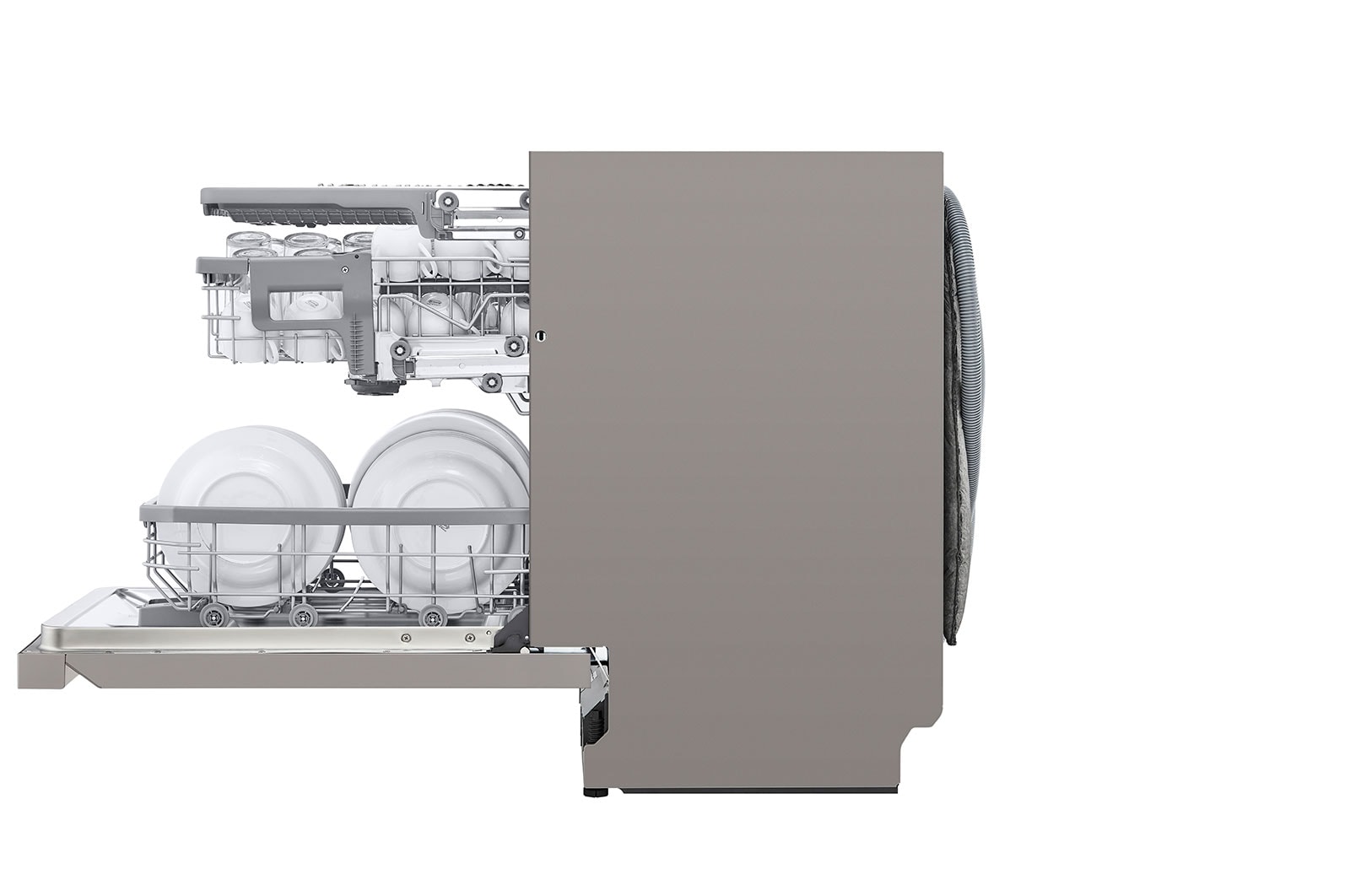 LG QuadWash™ Oppvaskemaskine (Platinum Silver), Energiklasse C, Auto Open Dry-funktion og Smart Diagnosis™ med Wi-Fi, DU355FP