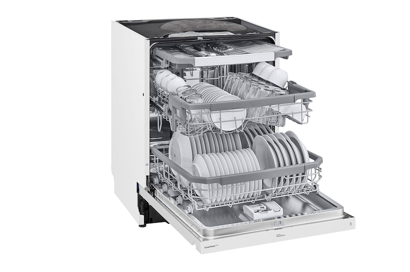 LG QuadWash™ Oppvaskemaskine (Hvid) Energiklasse C, Auto Open Dry-funktion og Smart Diagnosis™ med Wi-Fi, DU355FW