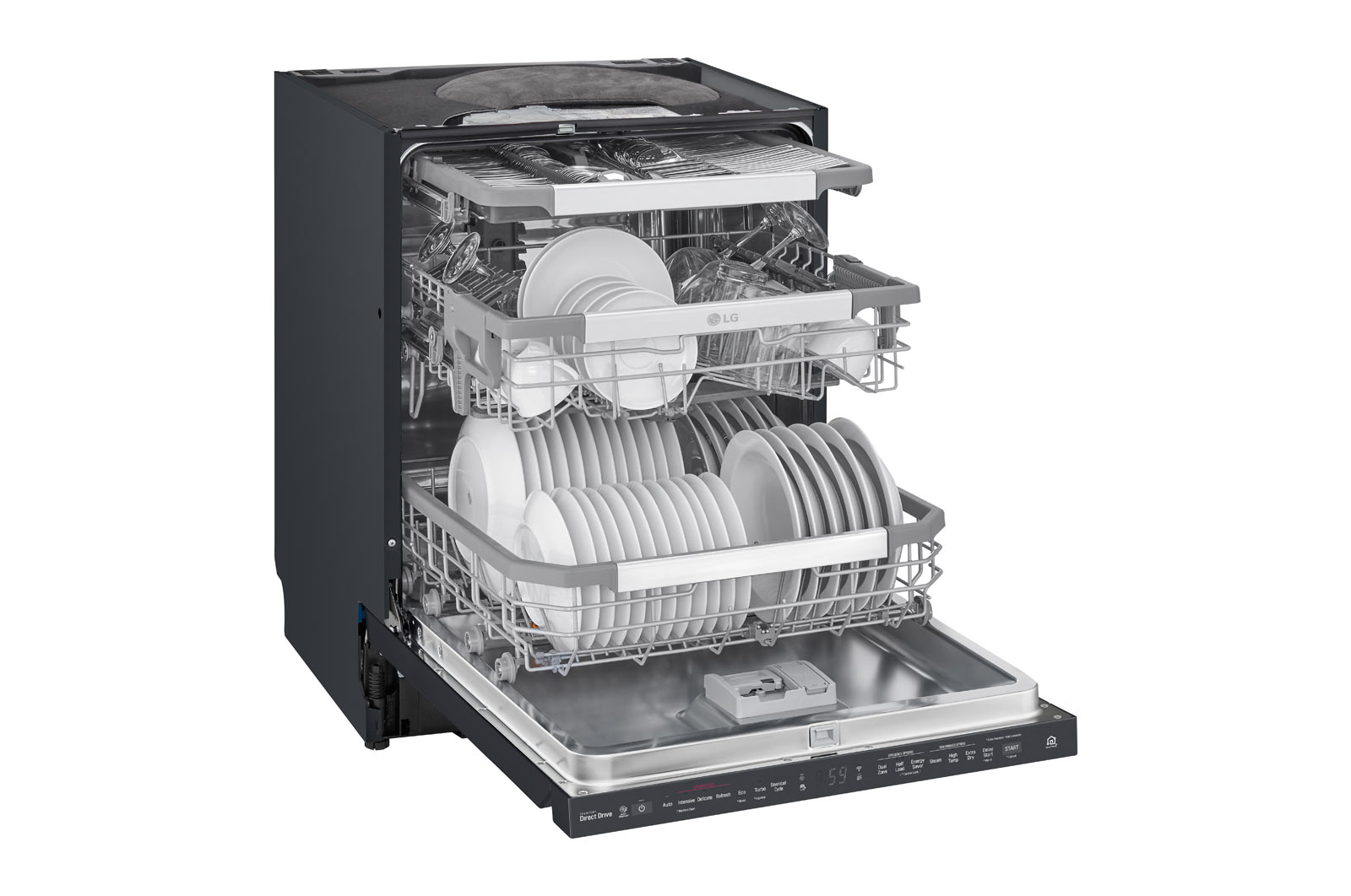 LG QuadWash ™ Steam-opvaskemaskine med Auto Open Dry-funktion og Wi-Fi, DU517HMS