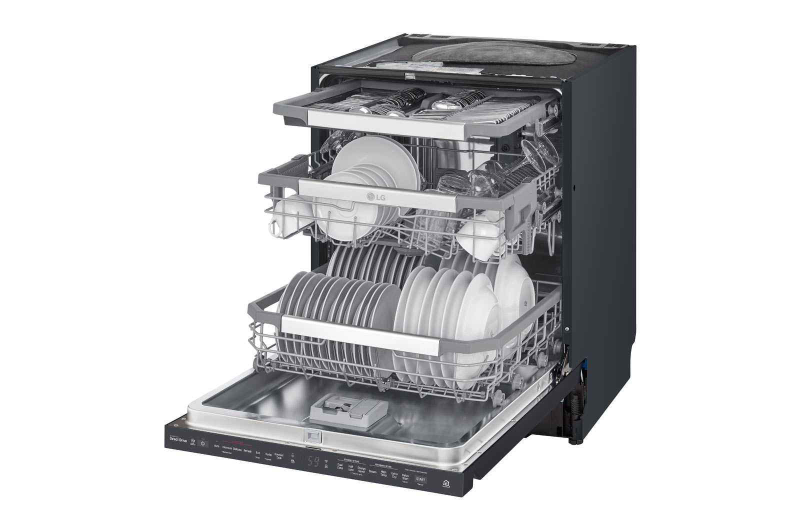 LG QuadWash ™ Steam-opvaskemaskine med Auto Open Dry-funktion og Wi-Fi, DU517HMS