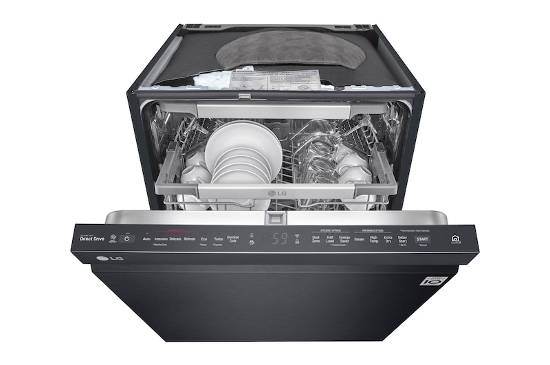 LG QuadWash™ Steam-opvaskemaskine (Matte Black Stainless Steel), Energiklasse D, Auto Open Dry-funktion og Smart Diagnosis™ med Wi-Fi, SDU527HM