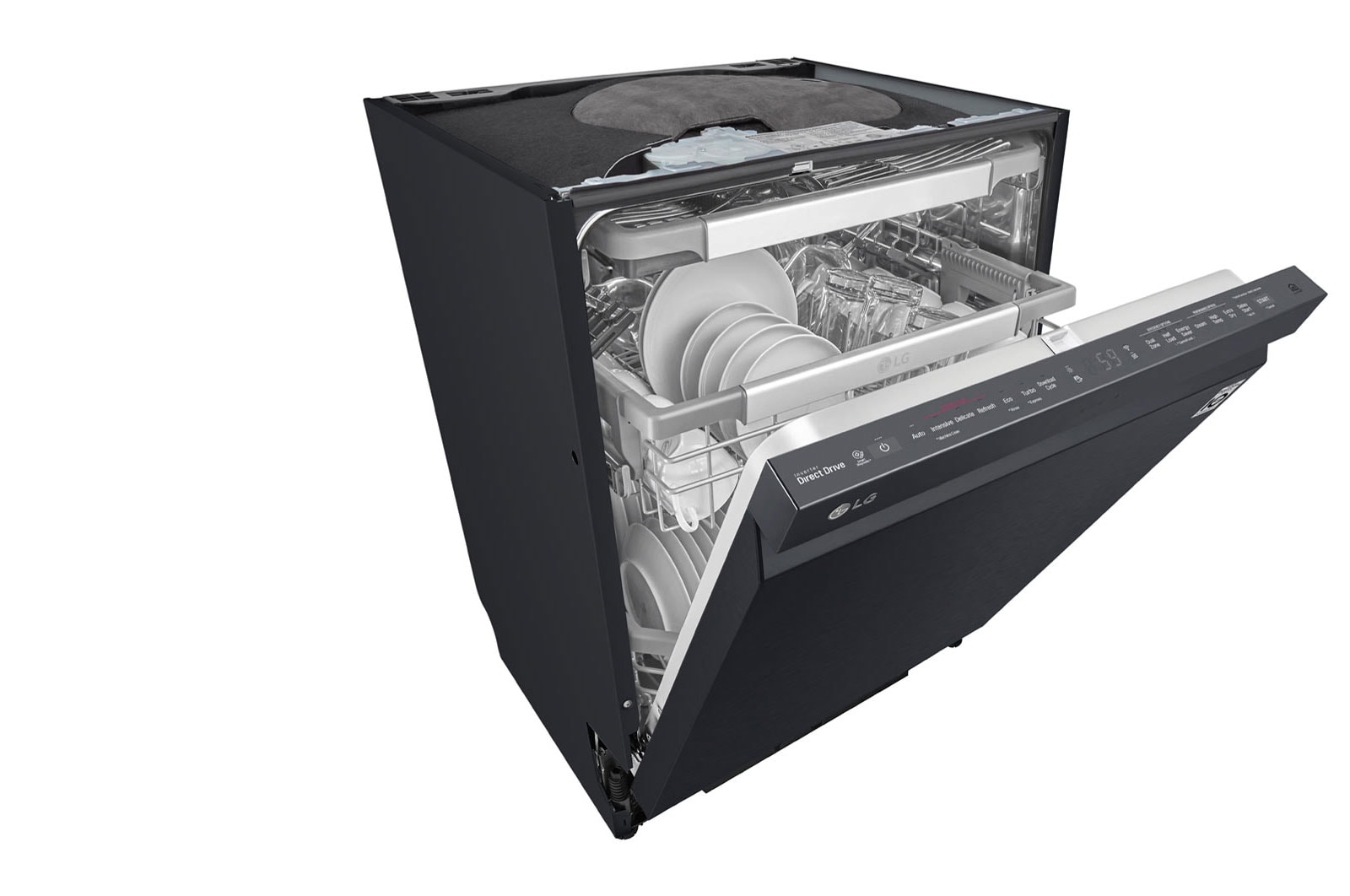 LG QuadWash™ Steam-opvaskemaskine (Matte Black Stainless Steel), Energiklasse D, Auto Open Dry-funktion og Smart Diagnosis™ med Wi-Fi, SDU527HM