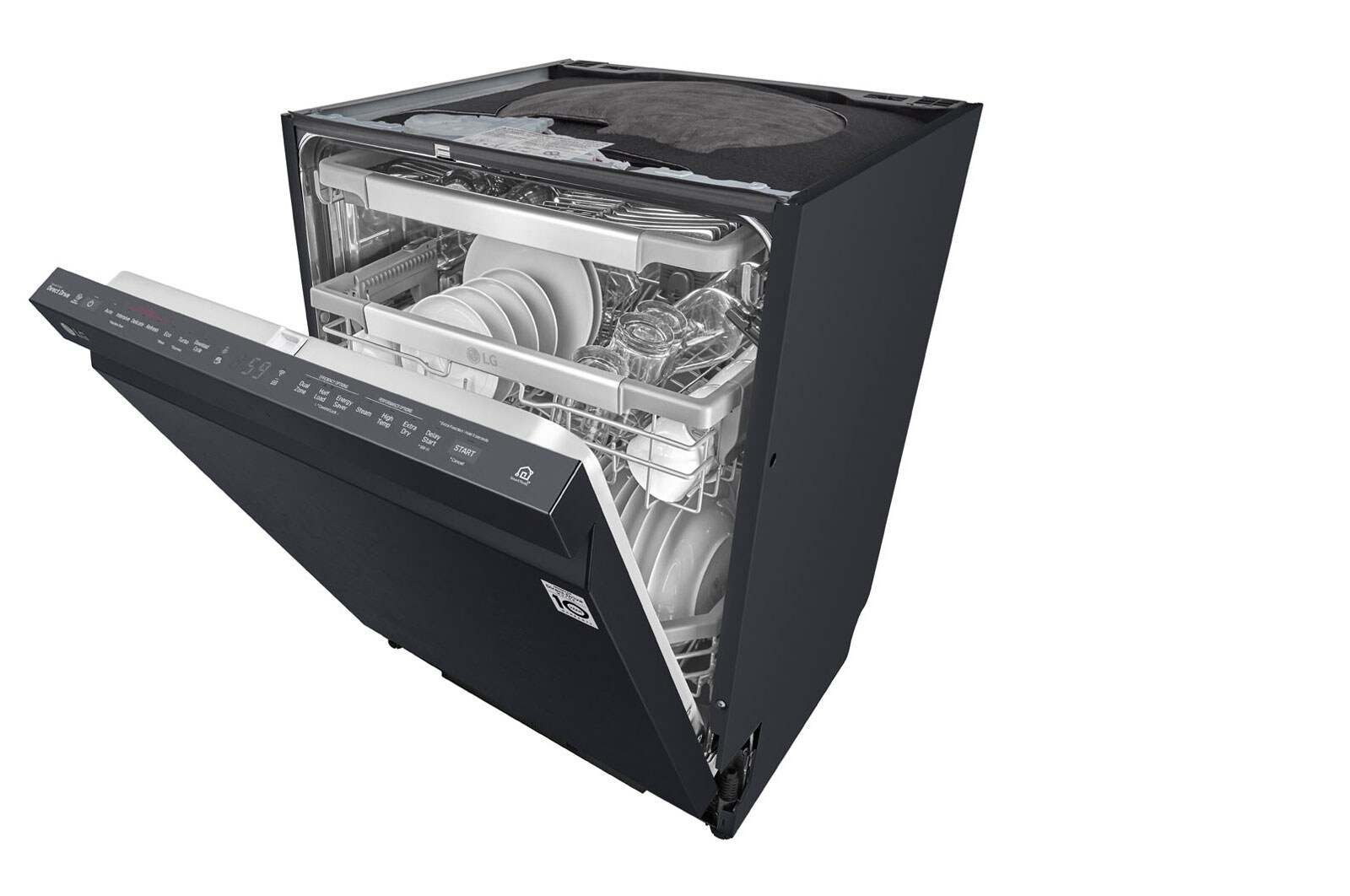 LG QuadWash™ Steam-opvaskemaskine (Matte Black Stainless Steel), Energiklasse D, Auto Open Dry-funktion og Smart Diagnosis™ med Wi-Fi, SDU527HM