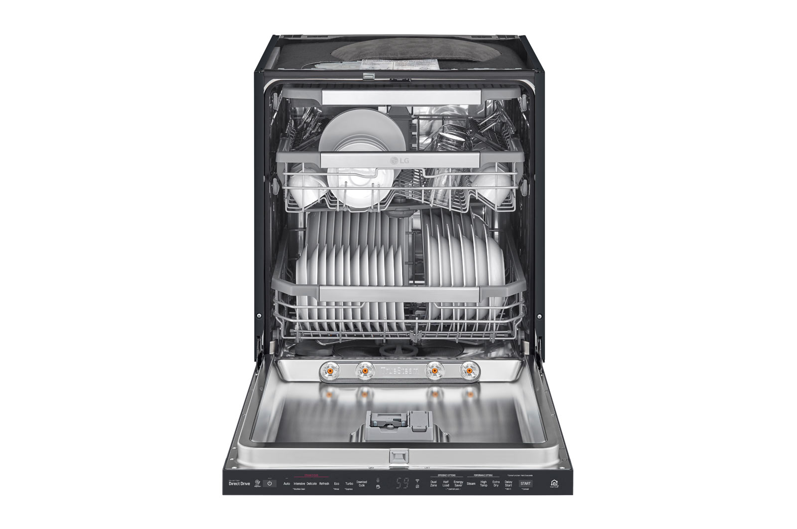 LG QuadWash™ Steam-opvaskemaskine (Matte Black Stainless Steel), Energiklasse D, Auto Open Dry-funktion og Smart Diagnosis™ med Wi-Fi, SDU527HM