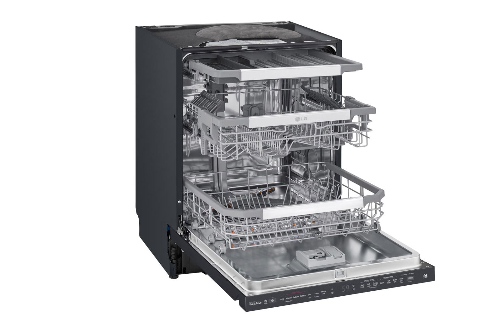 LG QuadWash™ Steam-opvaskemaskine (Matte Black Stainless Steel), Energiklasse D, Auto Open Dry-funktion og Smart Diagnosis™ med Wi-Fi, SDU527HM